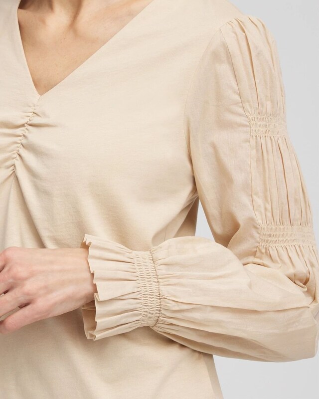 Pima Smocked Long Sleeve Tee - image 4